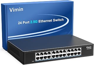 Vimin 24-Port 2.5G Unmanaged Switch Plug&Play | 2.5G Ethernet Switch 120Gbps Switching Capacity, Metal Housing, Fanless, Desktop or 19-inch Rack Mount