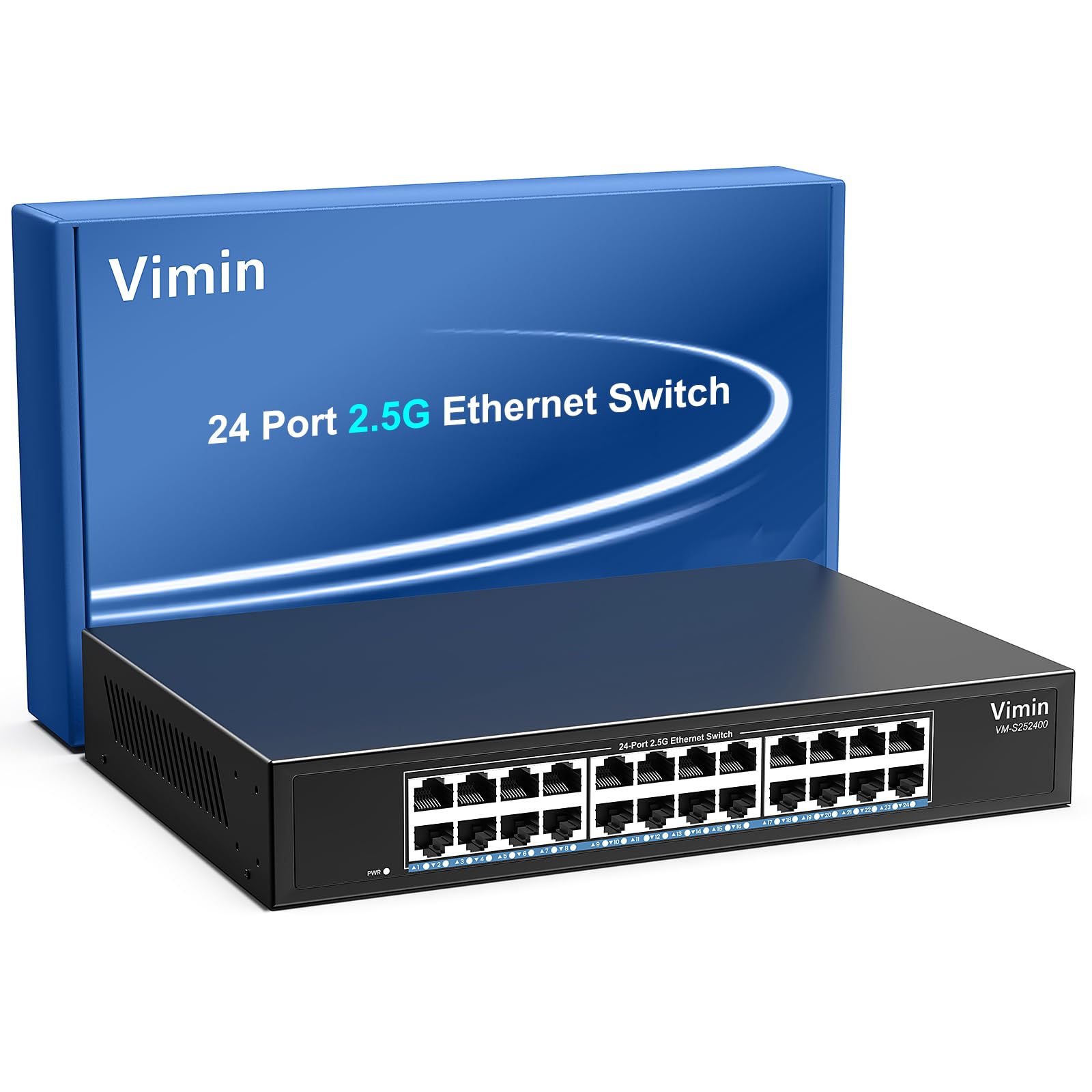 2,5Gb Switch 24 Port, Commutateur Ethernet 2,5G Non Géré, 24 Ports 2,5 Go Base-T Commutateur RéSeau Plug & Play, 2,5 Gigabit Switch Compatible avec 10/100/1000/2500 Mbps