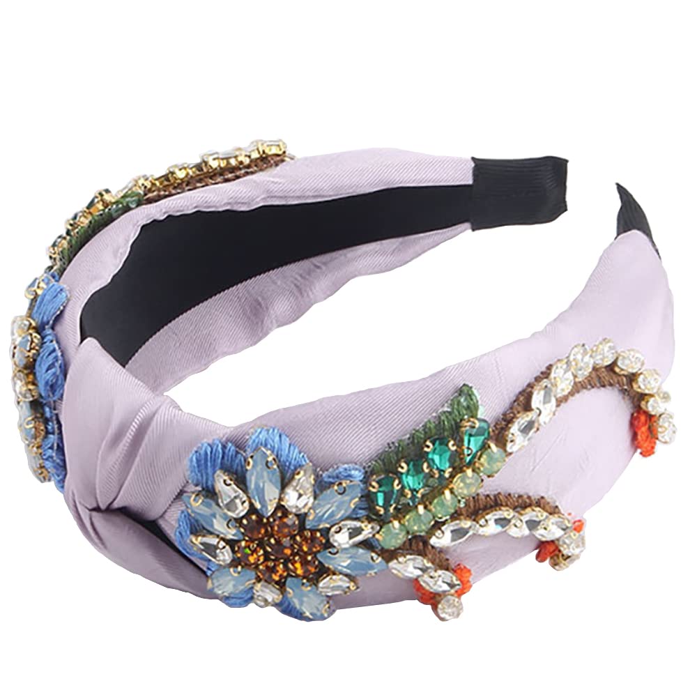 Yusier Baroque Rhinestone Crystal Embroidered Headbands for Women - Exquisite Hair Accessories with Hair Hoop in Variety of Colors (Orange)