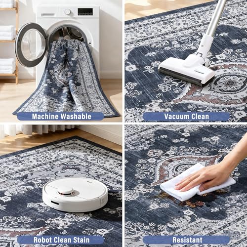 Tapete Washable 6x9 Vintage Floral Bajo Pelo miniatura 4