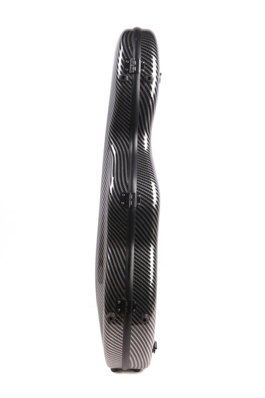 Geigenkoffer 4/4 volle Größe Composite Kohlefaser Hartschalenkoffer Starker Griff Rückengurte Weiche Polsterung (schwarz), CASE-21