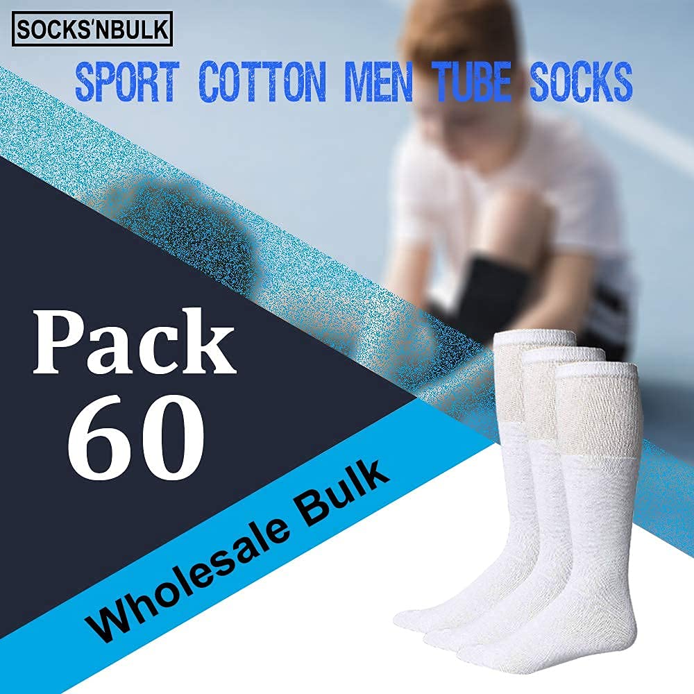 Calcetines 'NBULK 60 pares al por mayor al por mayor de algodón deportivo unisex Crew, tobillo, calcetines de tubo, hombres mujeres niños - Blanco -
