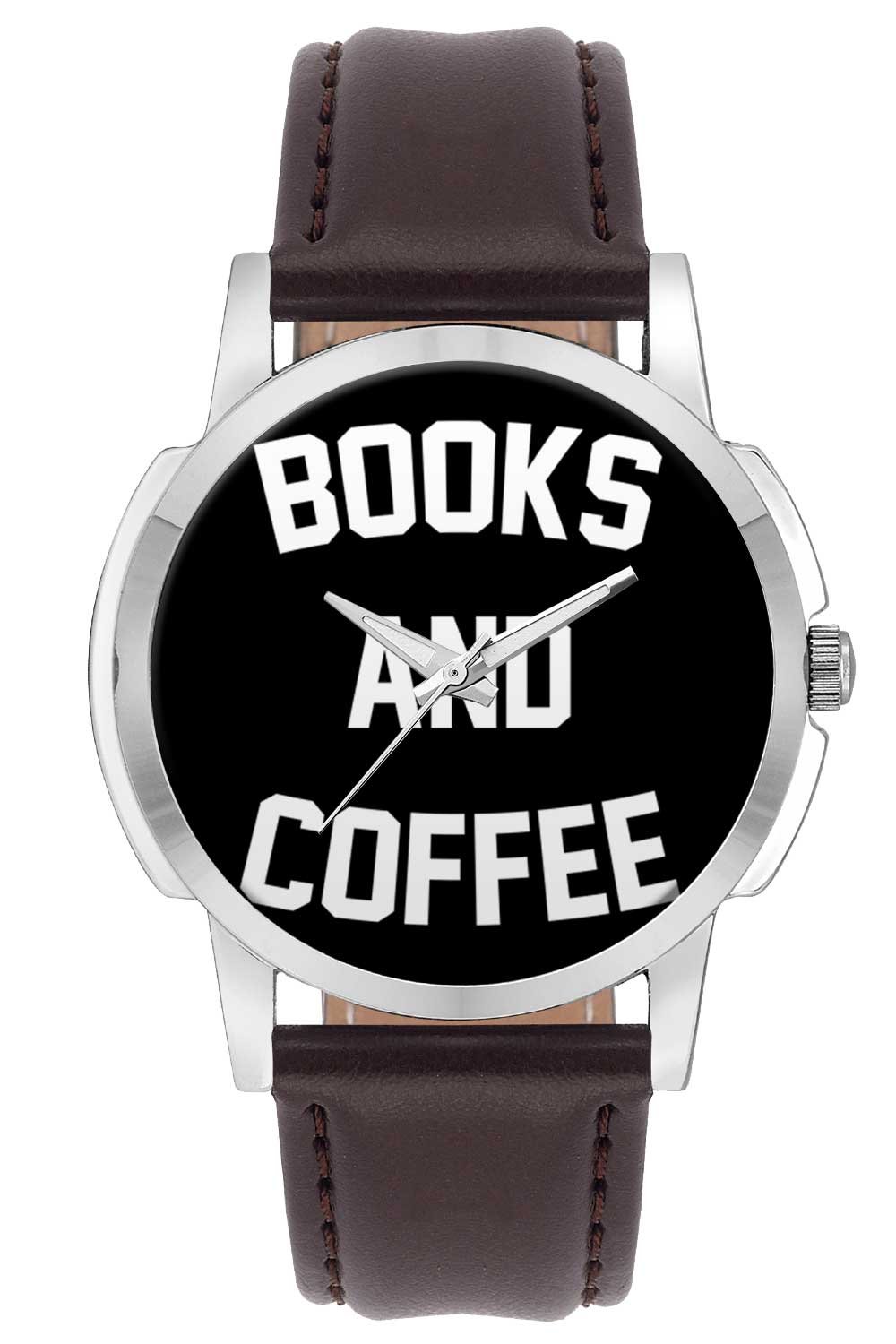 BIGOWL Wrist Watch - Books and Coffee Typography Analog Mens and Boys Wrist Watch - Unique Analog Quartz Leather Band Wrist Watch (B01IPL330E) Amazon Price History, Amazon Price Tracker