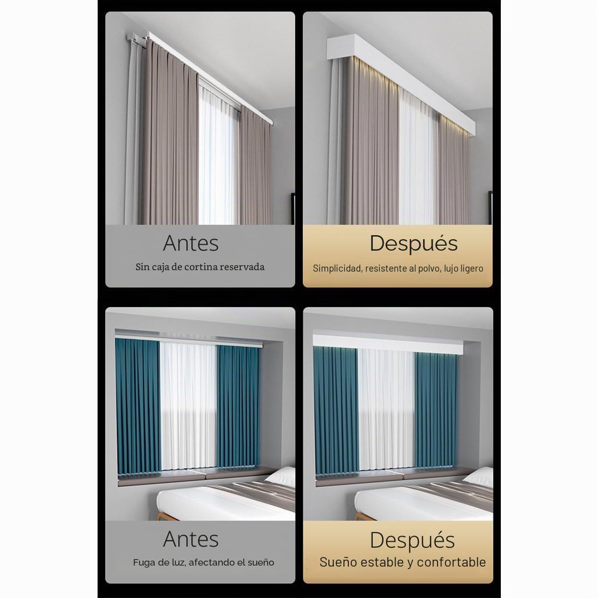 Riel De Riel De Cortina Doble, Riel Deflector De Caja De Cortina Instalación Lateral Integrada Con Riel De Cortina, Polea De Riel Deslizante De Caja De Riel Riel Doble Silencioso Personalizable