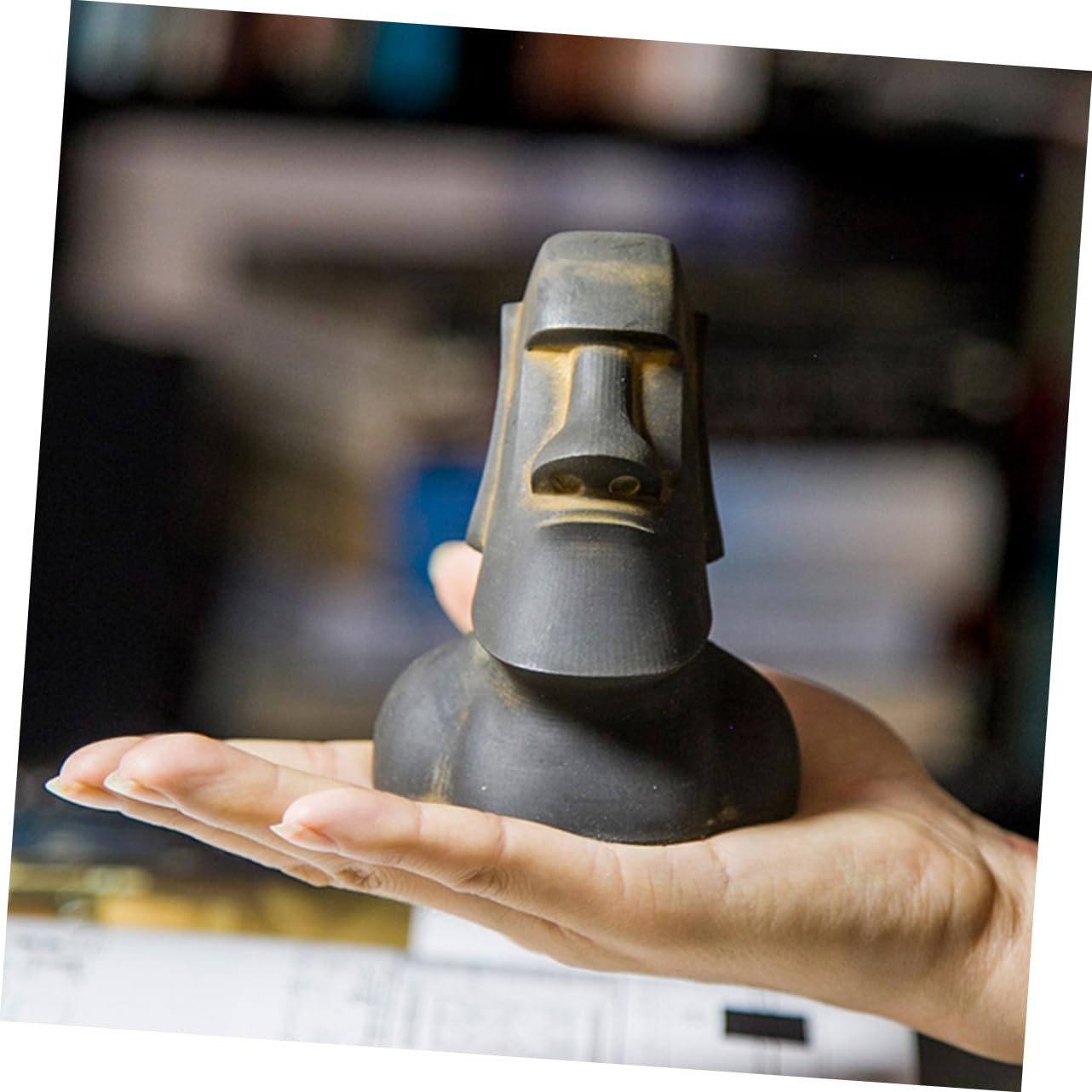 ULTECHNOVO Easter Island Moai Statue Figurina Decor in Miniatura Moai Scultura Resina Decorazione in Pietra Decorativa Scultura Mini Moai Figurina Per Casa Da Giardino Poarty