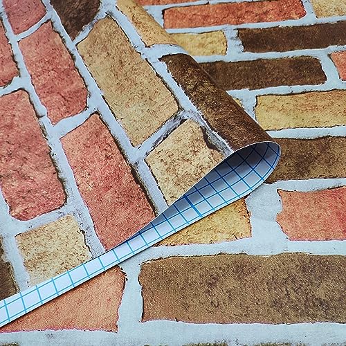 Image of Self Adhesive Brick Waterproof & Oilproof PVC Vinyl Wallpaper for Wall and Furniture Decor, 45x304 cm - Easy Peel & Stick Wall Sticker (Brick-4) (Color-1)