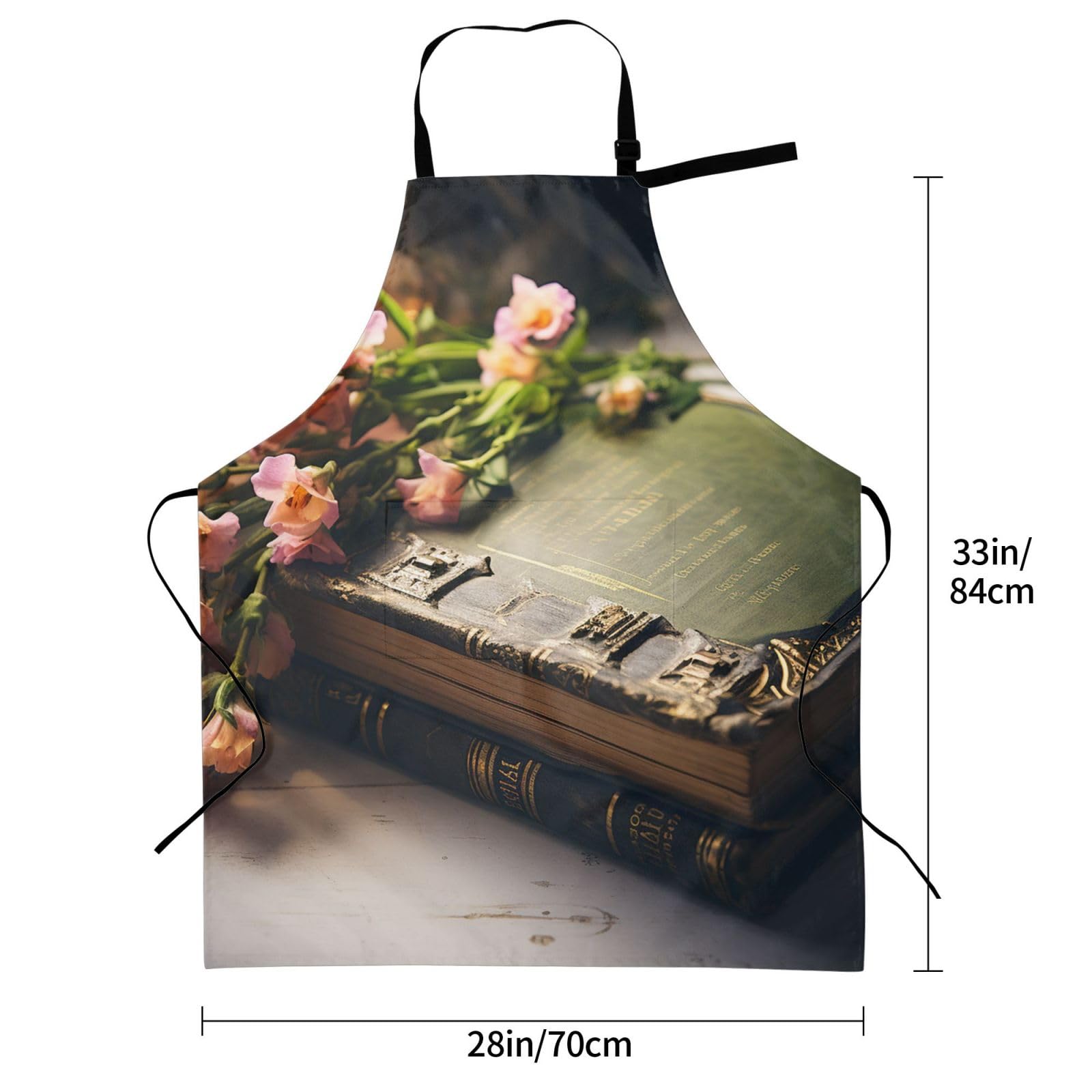 GFLFMXZW Apron for Women Men Waterpoof Aprons Old Book Adjustable Bib Work Aprons for Dishwashing