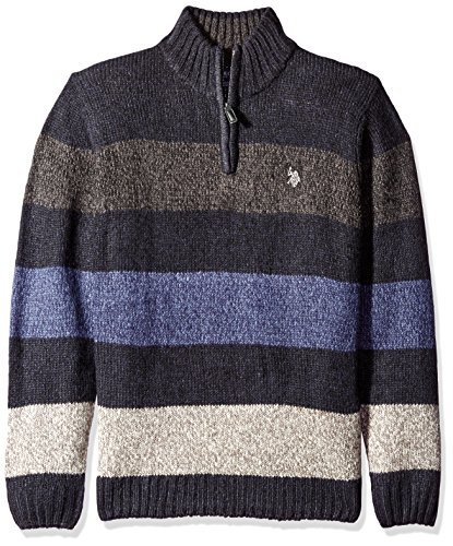 U.S. Polo Assn. Men's All Over Striped Mohair-like1/4 Zip