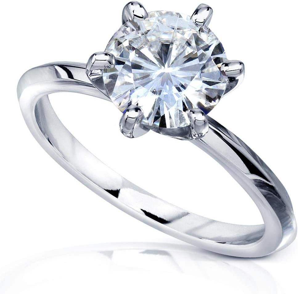 Kobelli Classic Solitaire Round Brilliant Moissanite Engagement Ring 2 Carats 14k White Gold (DEF/VS), 7.5 - Image 3