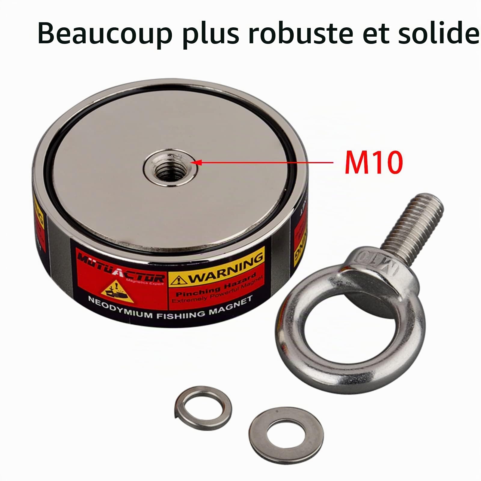 MUTUACTOR Ensembles d'aimants de pêche combinés à double face de 500kg, aimant en néodyme robuste N52 avec une corde durable de 20m, puissant magnétique de récupération de trésors dans les rivières