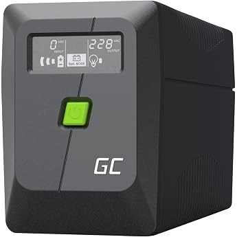 Green Cell PowerProof UPS 850VA 480W, LCD Display, 12V/9Ah Battery | Emergency power supply with modified sine wave, surge pr