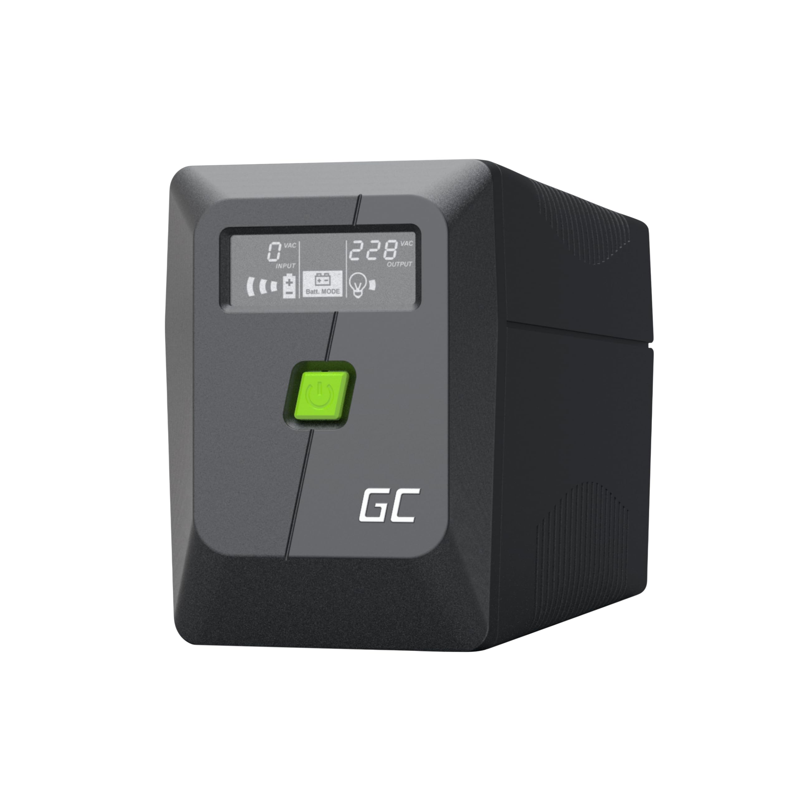 Green Cell PowerProof Gruppo di continuità UPS 650VA/360W con display LCD, onda sinusoidale modificata, batteria 12V 7Ah, protezione sovratensioni, backup energia, USB/RJ45, 2 prese Schuko