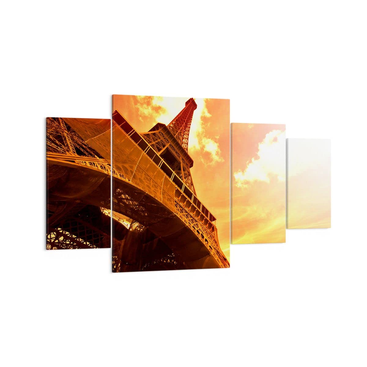 Quadro su Tela 150x100cm Stampe da Parete Torre Eiffel Francia Parigi Grandi Decorazione Murale Camera da Letto Cucina 5 pezzi Quadri Moderni Soggiorno Grafica Immagini Wall Art Canvas EA150x100-0435