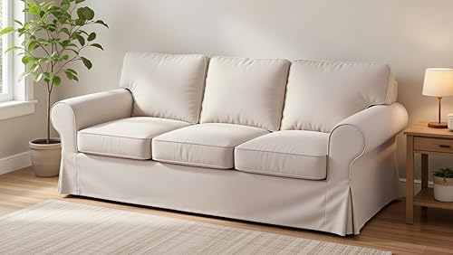 Miniatura 4 de Sofa Covers Custom Made Compatible for IKEA Ektorp 3 Three Seat Sofa Slipcovers (Polyester Beige, Ektorp Sofa)