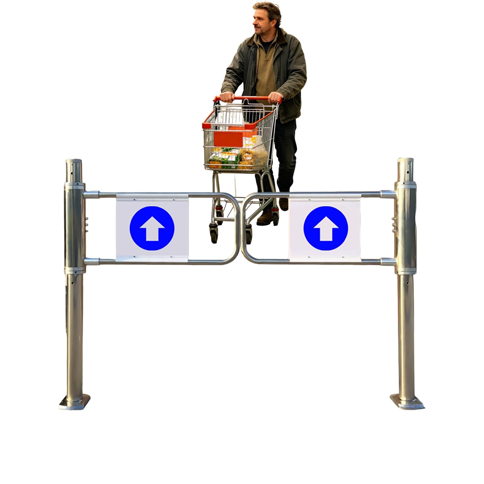 Spring-Loaded One Way Door for Supermarket Entrance, Stainless Steel Swing Gate Automatic Closing Barrier, Manual Swing Gate for Cashier Counter(W 165cm(65in))