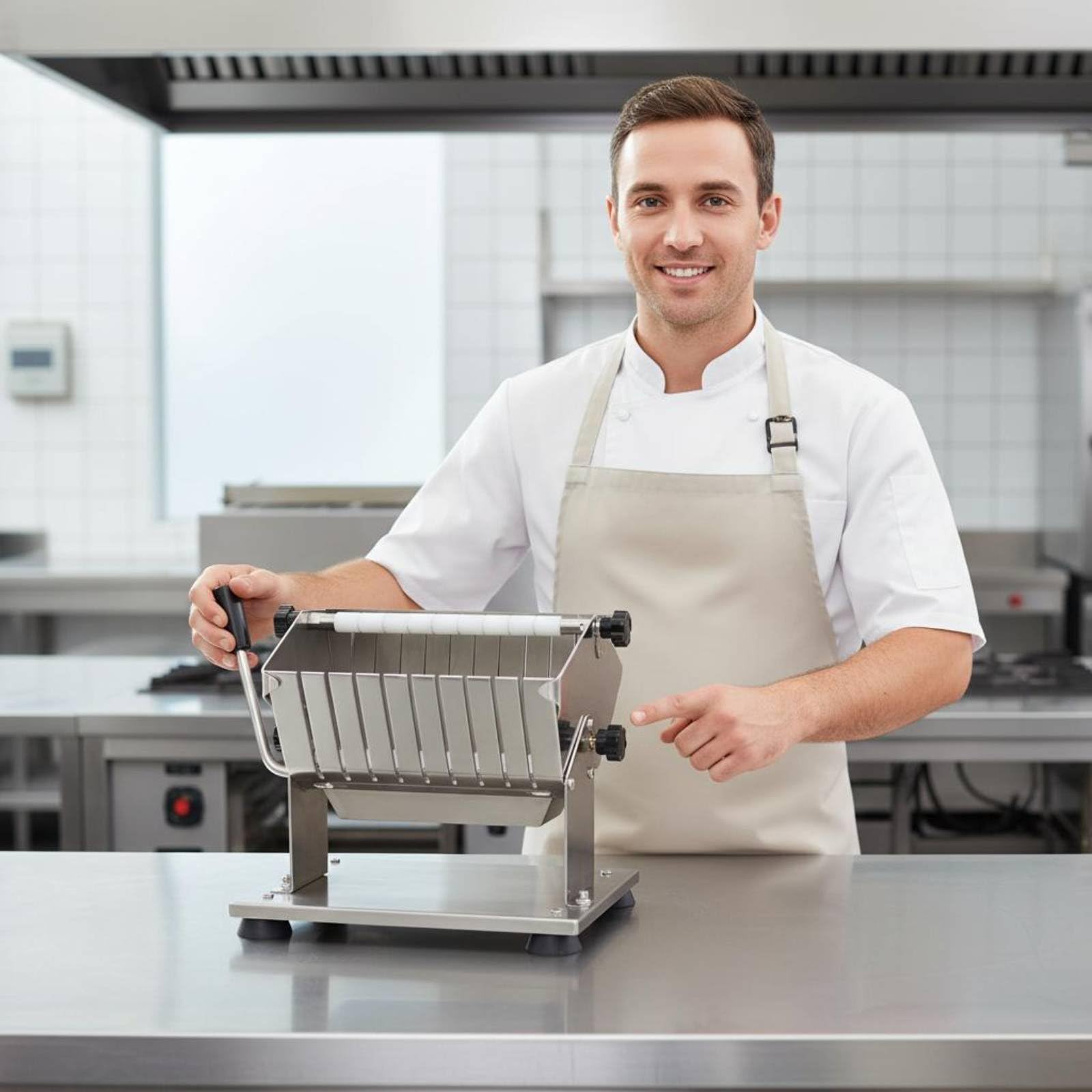Affettatrice Spessore Regolabile Attrezzatura da Cucina Commerciale Alta Efficienza Macchinario Professionale per Ristoranti, 18mm