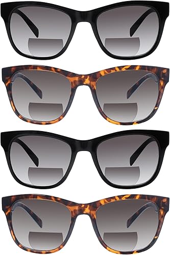 STASTEND 4 Pack Bifocal Reading Sunglasses for Women Men,UV400 Sun Readers Glasses