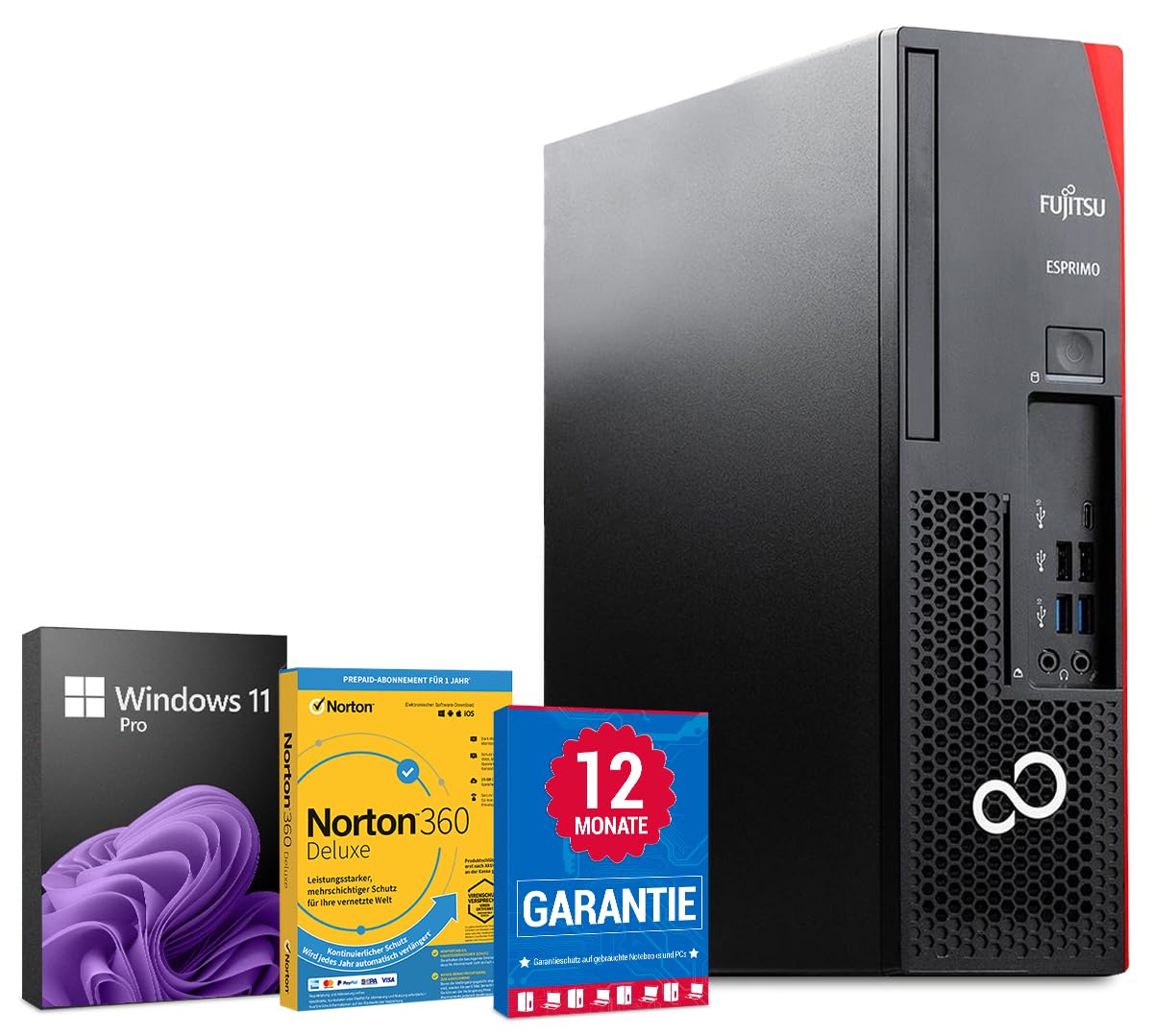 Fujitsu Esprimo D738 PC Computer Intel Core i5-9400@ bis zu 4,1 GHz 16 GB 512 GB SSD mit Windows 11 Pro & GRATIS Bluetooth, WLAN & Antiviren-Software inkl. 12 Monate Garantie (Generalüberholt)