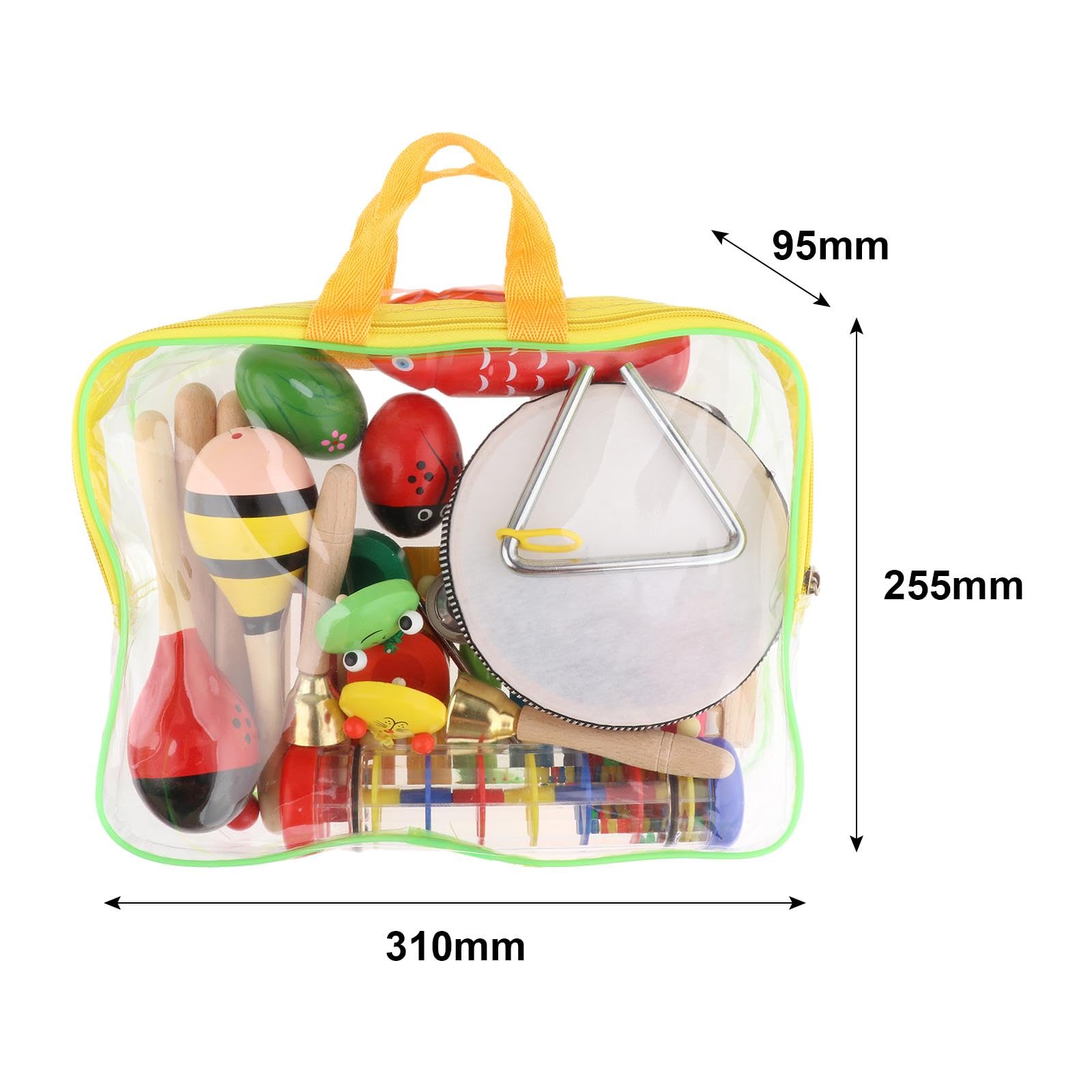 10 Piezas Juguetes Musicales Infantiles Conjunto de Instrumentos de Madera Educativos con Tamborín Xilófono Triángulo y Maracas Favorecen la Audición