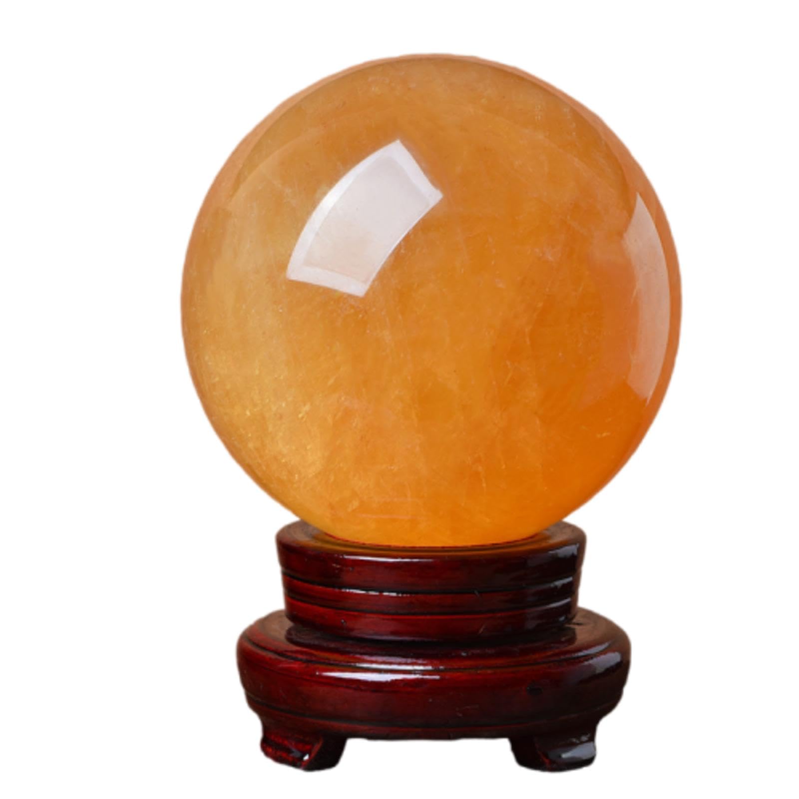 AARTERZZA Yellow Crystal Ball White Ornaments feng Shui Rough Stone Polished Calcite Iceland Spar,Yellow-14cm