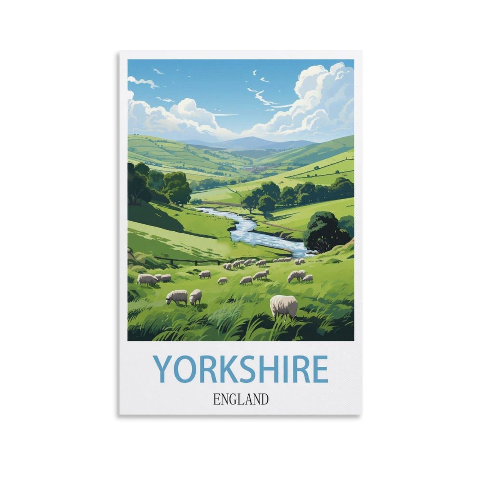Lcynnh Unframe-Style Yorkshire Dales England Vintage Travel Posters 16X24inch(40X60cm) Print Home Bedroom Office Living Room Decor Canvas