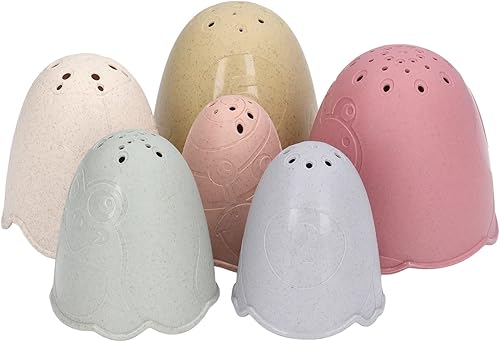 Baby Stacking Cups Egg Shaped Colorful Educational Bath Toys for Toddlers 6 Months and Up ABS Material 6 Pack