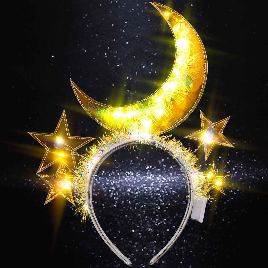Diadema De Estrella Luminosa LED - Brillos Dorados Y Plateados, 3 Modos De Flash, Ideal Para Fiestas Y Navidad