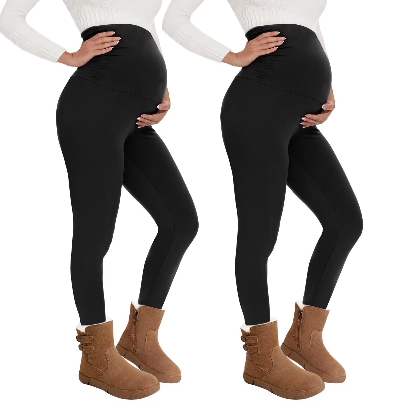 QGGQDD Leggings termici da donna a vita alta, leggings per gravidanza, invernali, per la casa, lo sport