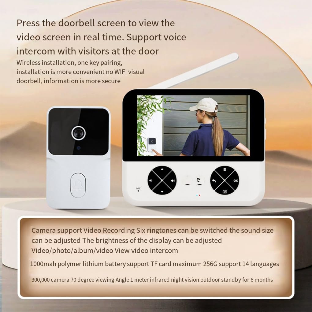 Timbre Visual Inteligente con función de Control Remoto ABS, Timbre con batería y cámara, WiFi, hogar Inteligente inalámbrico, Negro