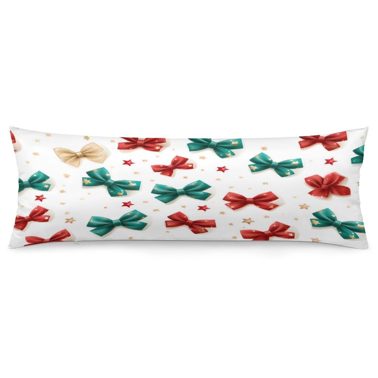 Christmas Bows Red Green Throw Pillow Case Long Body Pillow Cover Pillowcase Fashion Accessories Home Decor