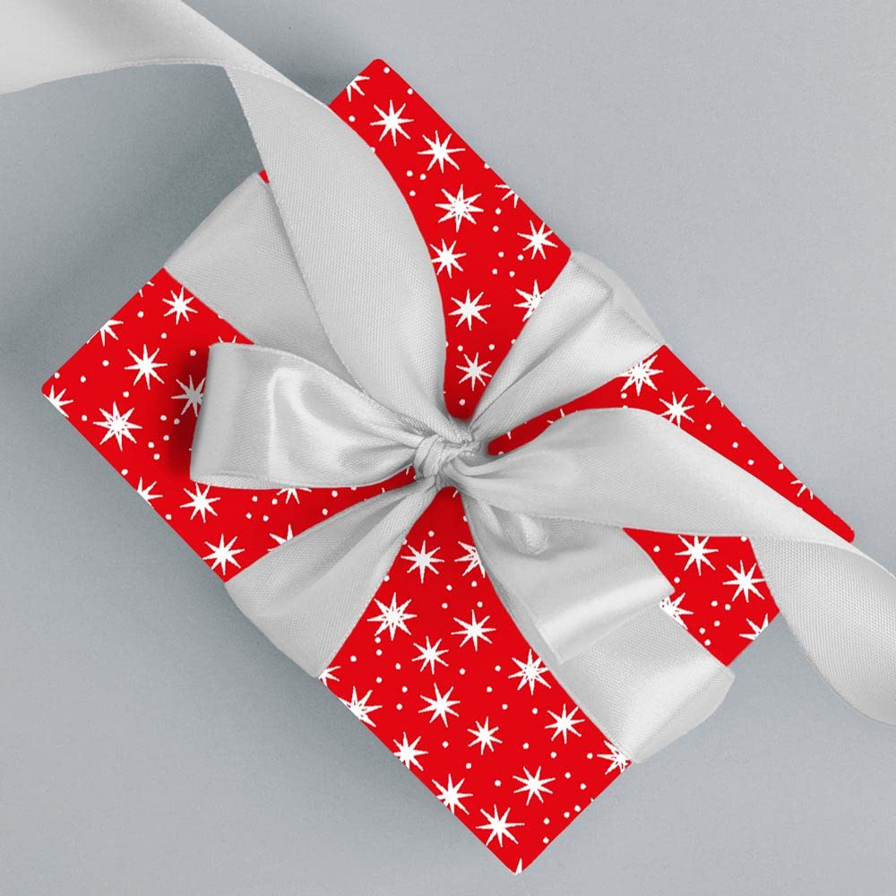 FSC große Rolle Geschenkpapier rot Sterne weiß 70 cm x 200 m | 80/m² Weihnachtspapier Secare | HUTNER
