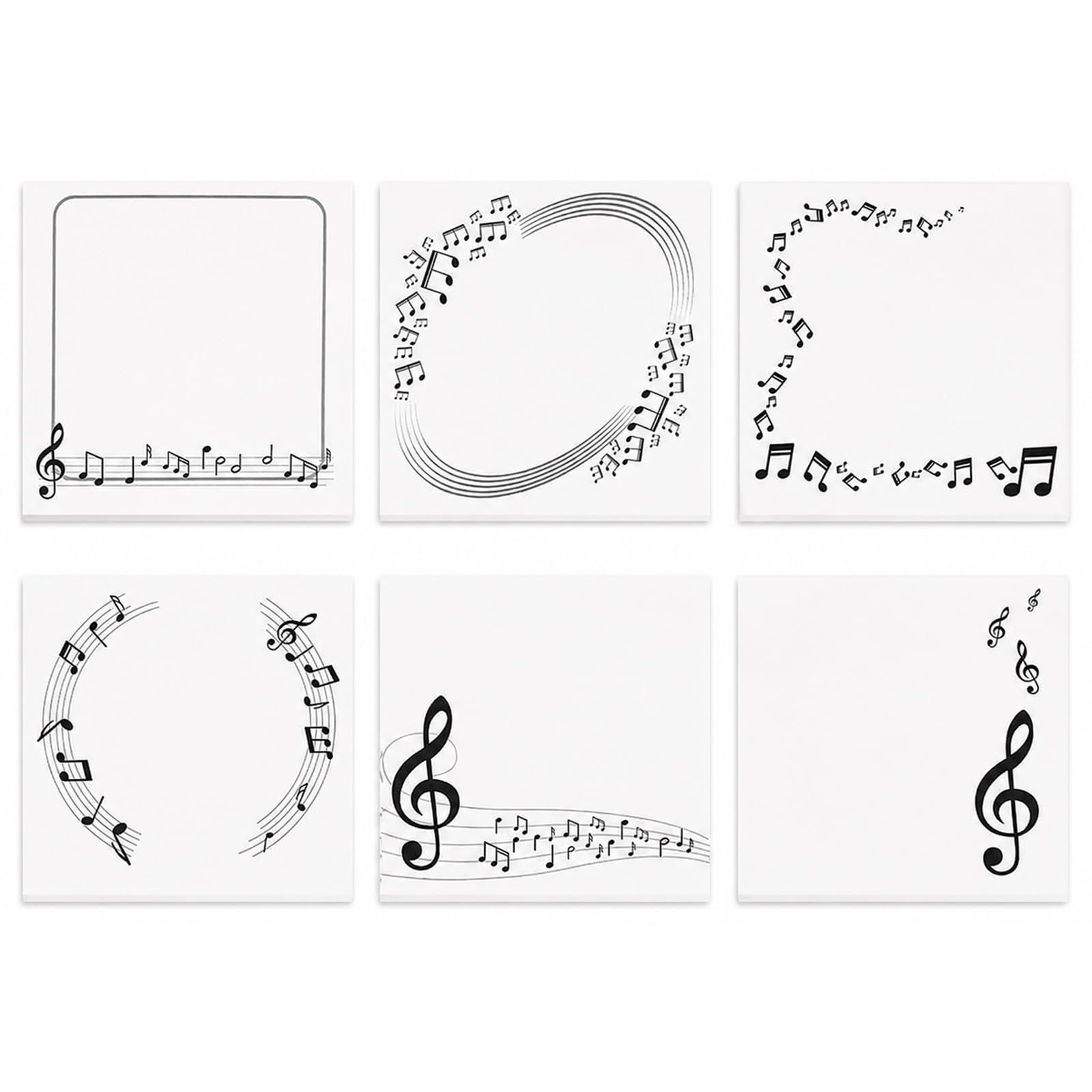 QIHAWN 6Pcs Music Themed Sticky Notes, Self-Adhesive Memo Pads for School
