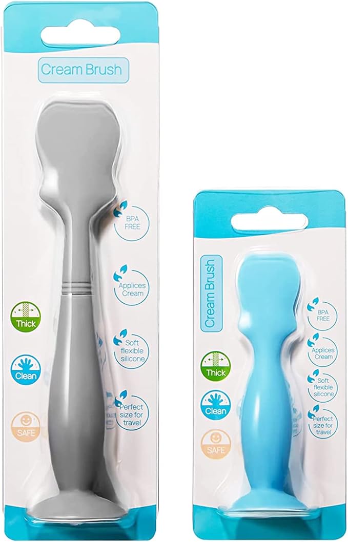 JR Baby Diaper Cream Spatula, 2 Pack Baby Diaper Brush with Humanized Handle and Suction Cup