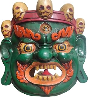 ZHANGgu Chinese Tibet Masks,Hand Carved Traditional Wooden Mask,Hand Carved Painted Wooden Mask,7 * 7 inches