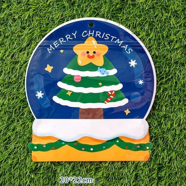 AIRASHII Christmas Plastic Bag Lock Bags (Pack of 5) | Reusable Christmas Candy Bags | Gift Seal Bags for Kids, Secret Santa Gifts, Treats Cookies Party Goodies Gift Bags for Holiday Gifting (Blue X-Mas) 2