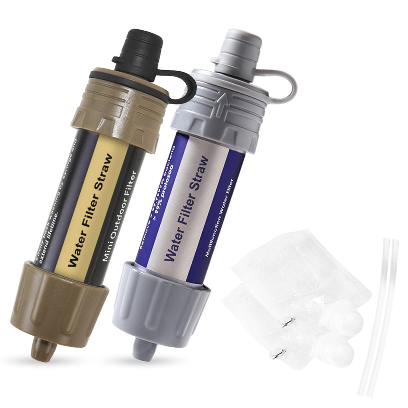 Moobody 2 PCS Outdoor Water Filter Straw Water Filtration System Water Purifier for Emergency Preparedness Camping Traveling Backpacking