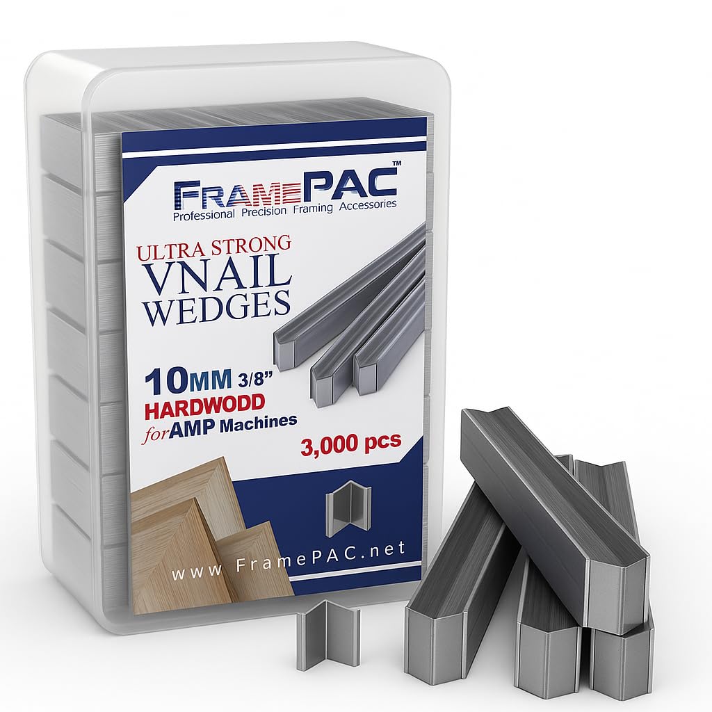 V Nails for Picture Frames Hardwood (AMP) 10mm (3/8 Inch) [3000 V-Nail Pack, Stacked] - (for use in Automatic V nailer for Picture Framing, Automatic V nailer for Picture Frames)