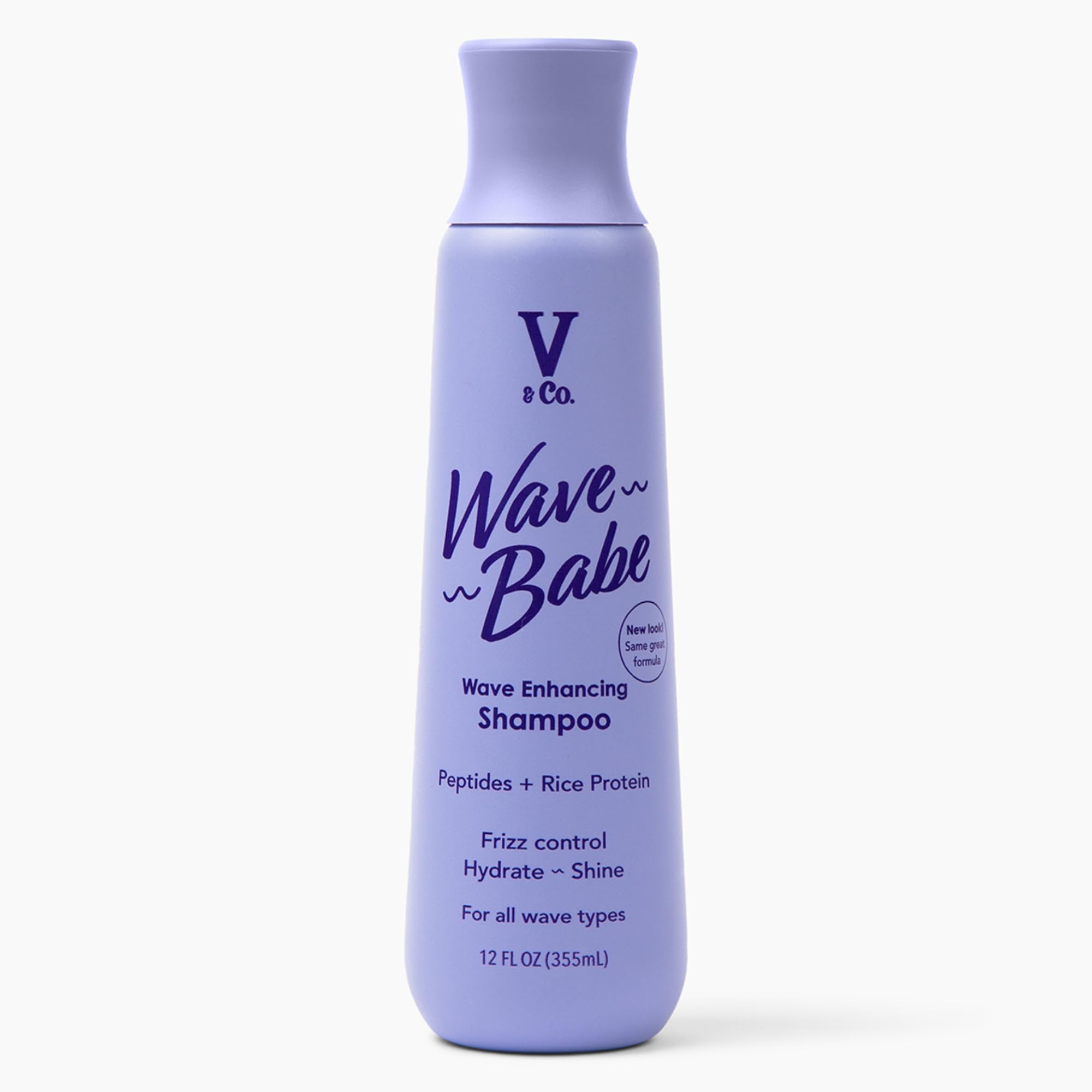V&Co. Beauty Wave Babe Wavy Hair Shampoo, Sulfate Free & Paraben Free Hydrating Hair Care with Rice Protein & Peptides for Frizz Control & Wave Definition – 12 fl oz