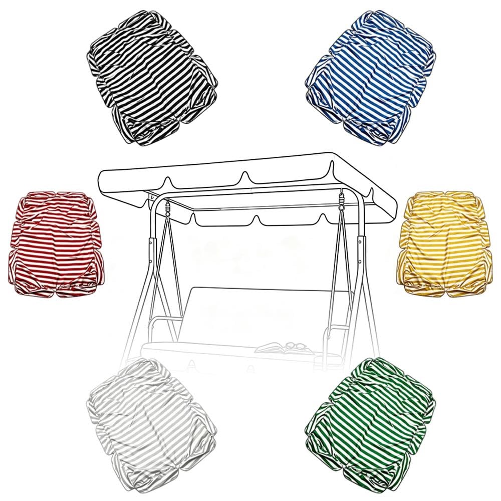 SMCMGECEUZ Outdoor Swing Canopy Replacement Stripe Swing Canopy Replacement Top 56 65 75 98in Porch Swing Seat Canopys Waterproof Patio Yard Swing Cover(Gray,213x112cm(83x48in))