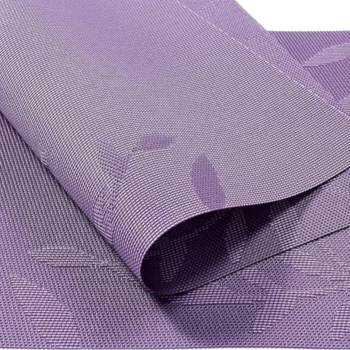 Image of Potency Table Mats Set of 4, Woven Placemate for Dining Table, Heat-Resistant Placemats Stain Resistant Anti-Skid Washable PVC Table Mats,Vinyl Placemats for Dining Kitchen Restaurant Table (C-Purple)