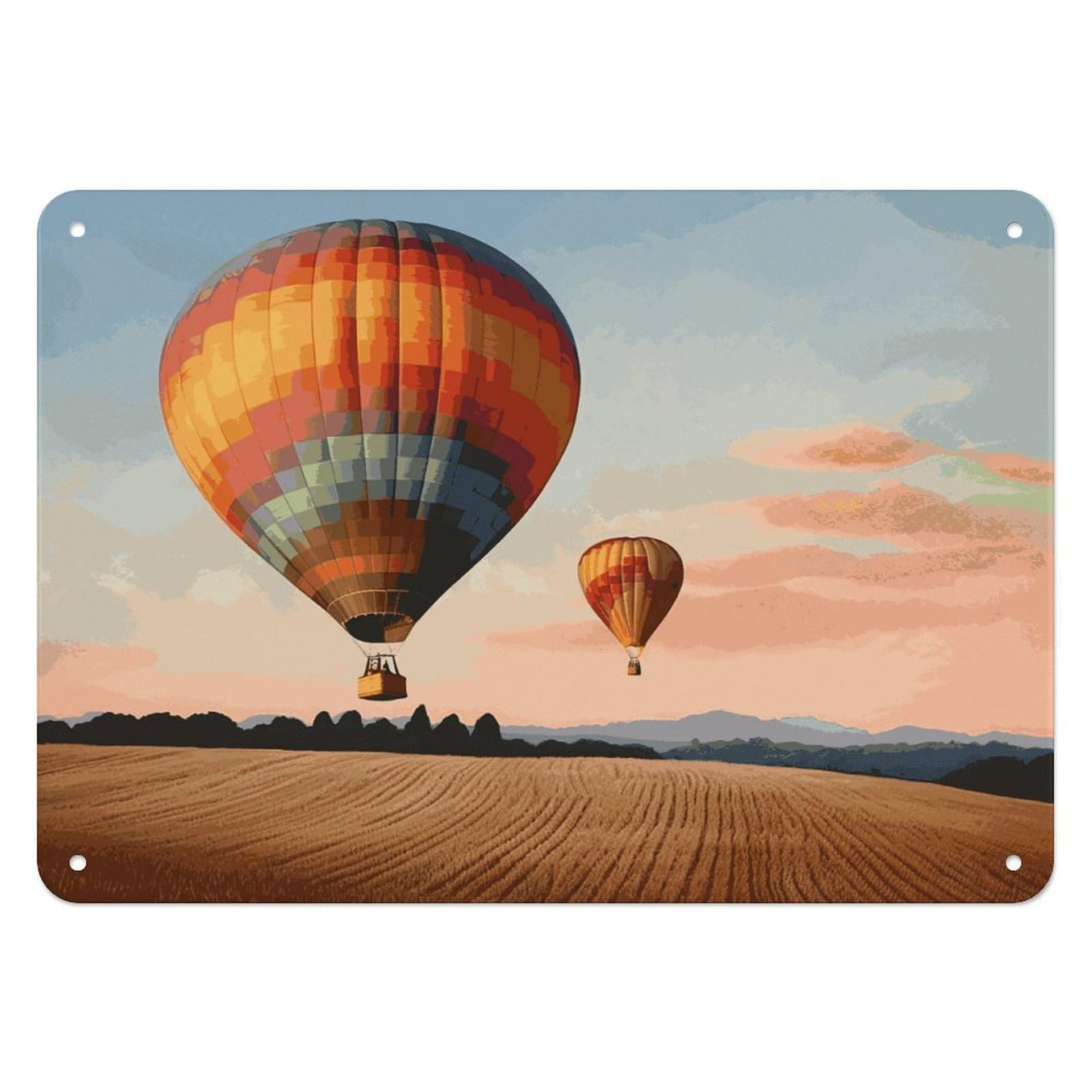 Btcowzrv Style Hot Air Balloon Metal Sign, 5.5" X 7.9" Tin Wall Decor, Wall Art Plaques For Home Wedding Decor Room Living Room Decoration