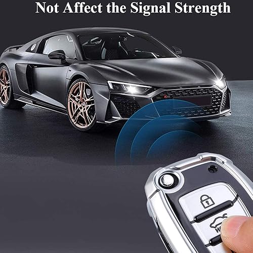 Miniatura 5 de SANRILY 3 botones Flip Key Cover para Hyundai Verna RKE-4F30 Keyless Soft TPU Key Case con llavero verde, Rosado