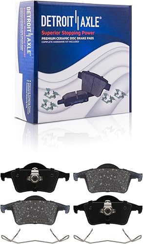 Miniatura 4 de Detroit Axle - Kit de freno trasero para Volvo S60 S80 XC70 V70 Rotores de freno de disco perforados y ranurados Pastillas de freno de cerámica de