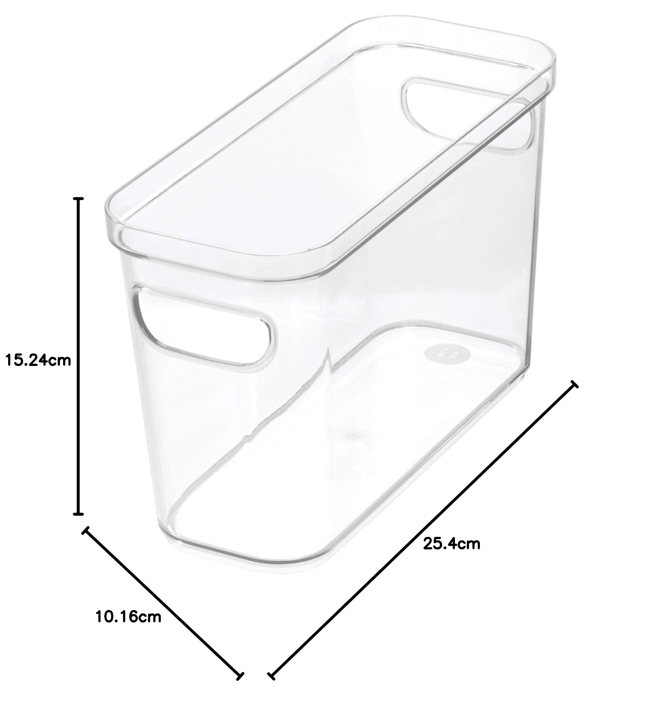 iDesign Chrupiący pojemnik do przechowywania w lodówce i spiżarni z uchwytami, pojemnik na żywność, napoje, organizacja produkcji, nie zawiera BPA, 25 x 10 cm
