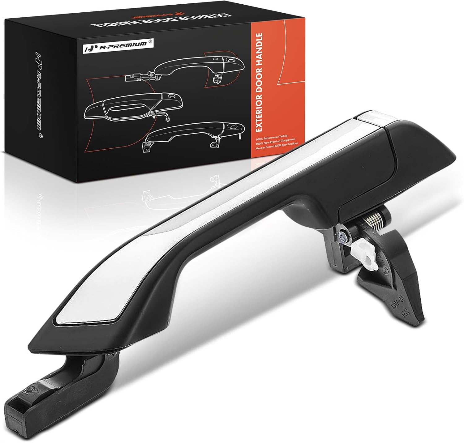 A-Premium Rear Right Passenger Side Exterior Door Handle Compatible with Honda Odyssey 2011-2017, Primed Black with Chrome Insert, Replace# 72640-TK8-A11ZD, 72640-TK8-A02