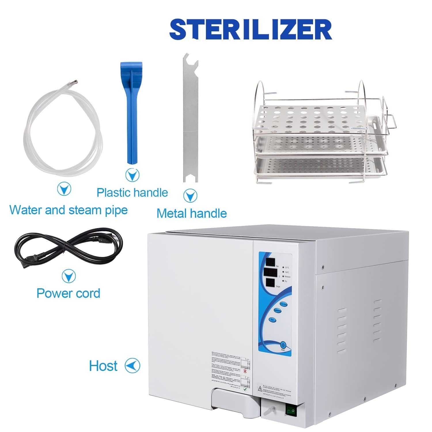 Esterilizador de autoclave de vapor de 18 litros con función de secado, 1100 W 304 # de acero inoxidable, equipo de laboratorio automático con pantalla LCD