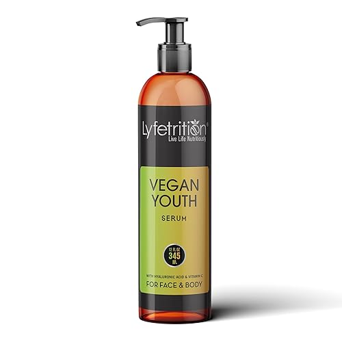 Lyfetrition Vegan Youth  Botella grande de 12 onzas líquidas  Suero antienvejecimiento y arrugas  (fórmula para piel y cara).