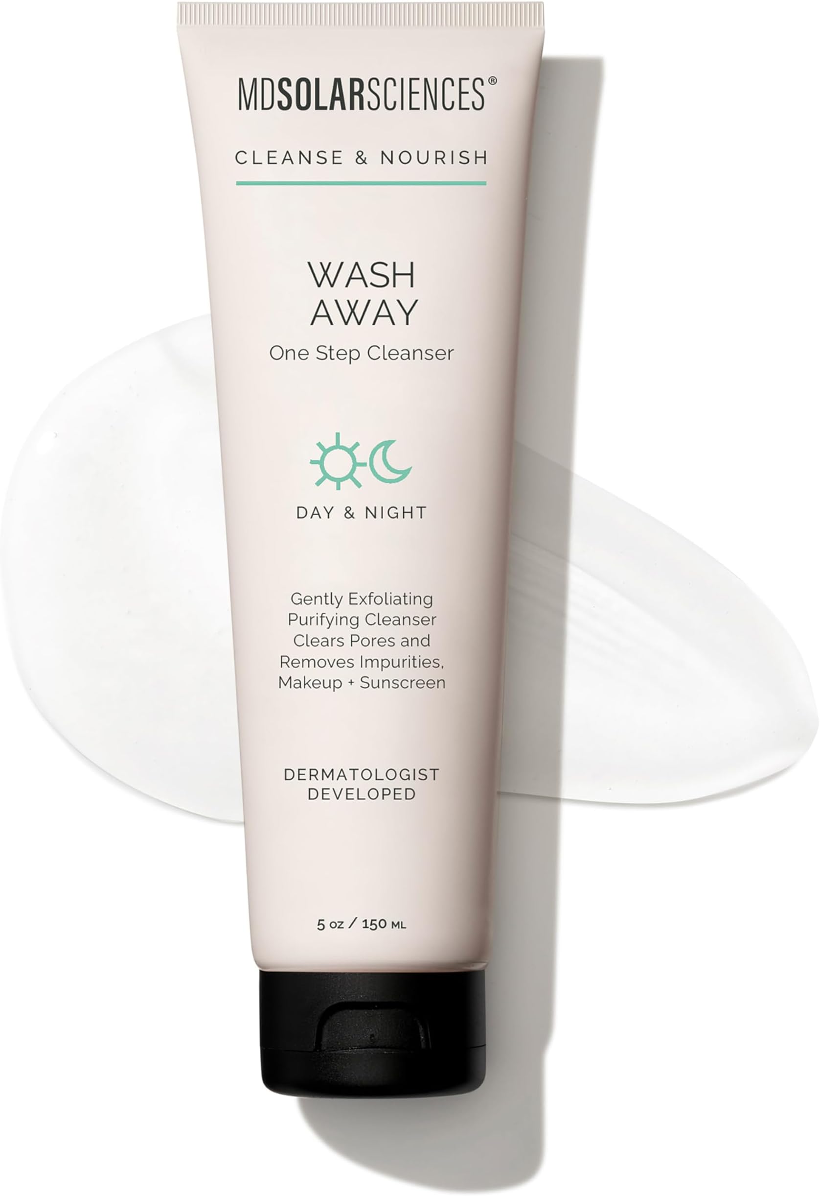 Wash Away One Step Cleanser, Gentle Foaming Oil Cleanser with Salicylic Acid, Apple & Pineapple Extracts, Hydrating, Exfoliating & Purifying Clean & Cruelty Free, 5 oz