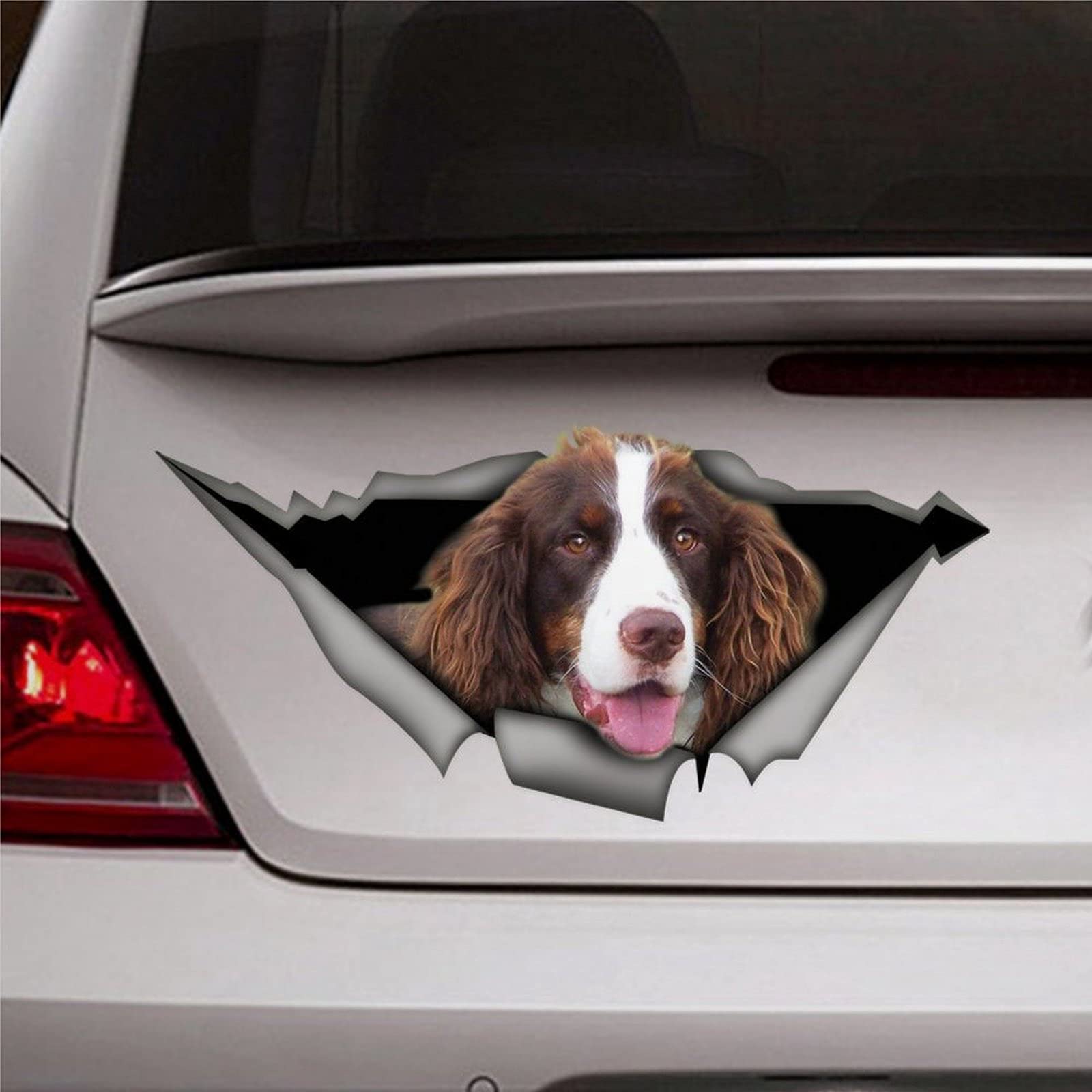 Byron Hoyle Brown/White And Springer Spaniel 3D Car Decal Dog Vinyl 3D Car Sticker Bumper Sticker For Windows Cars Trucks Laptops