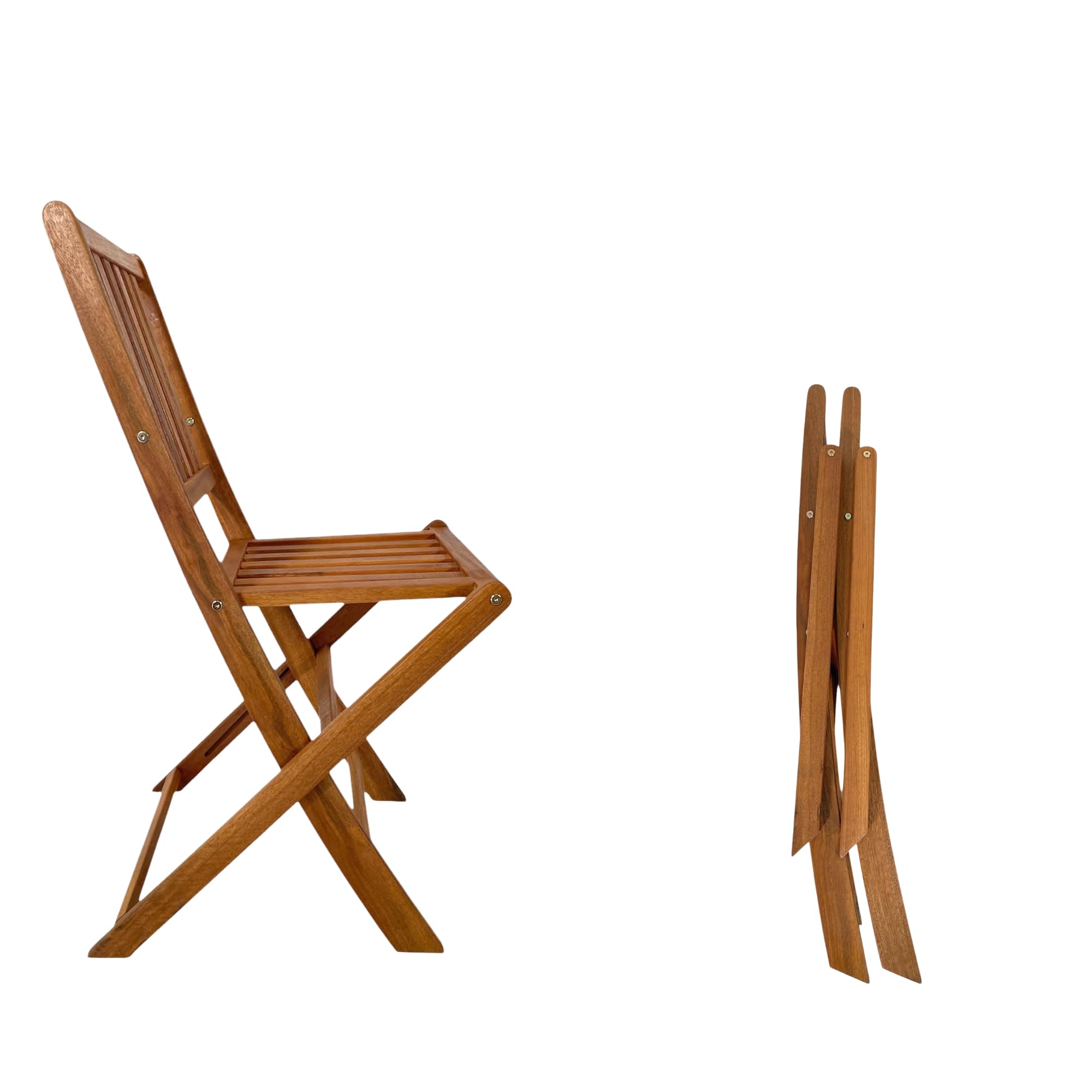 Juego de mesa + 2 sillas de madera de jardín para exterior, terraza, patio, balcón plegables (1 silla)
